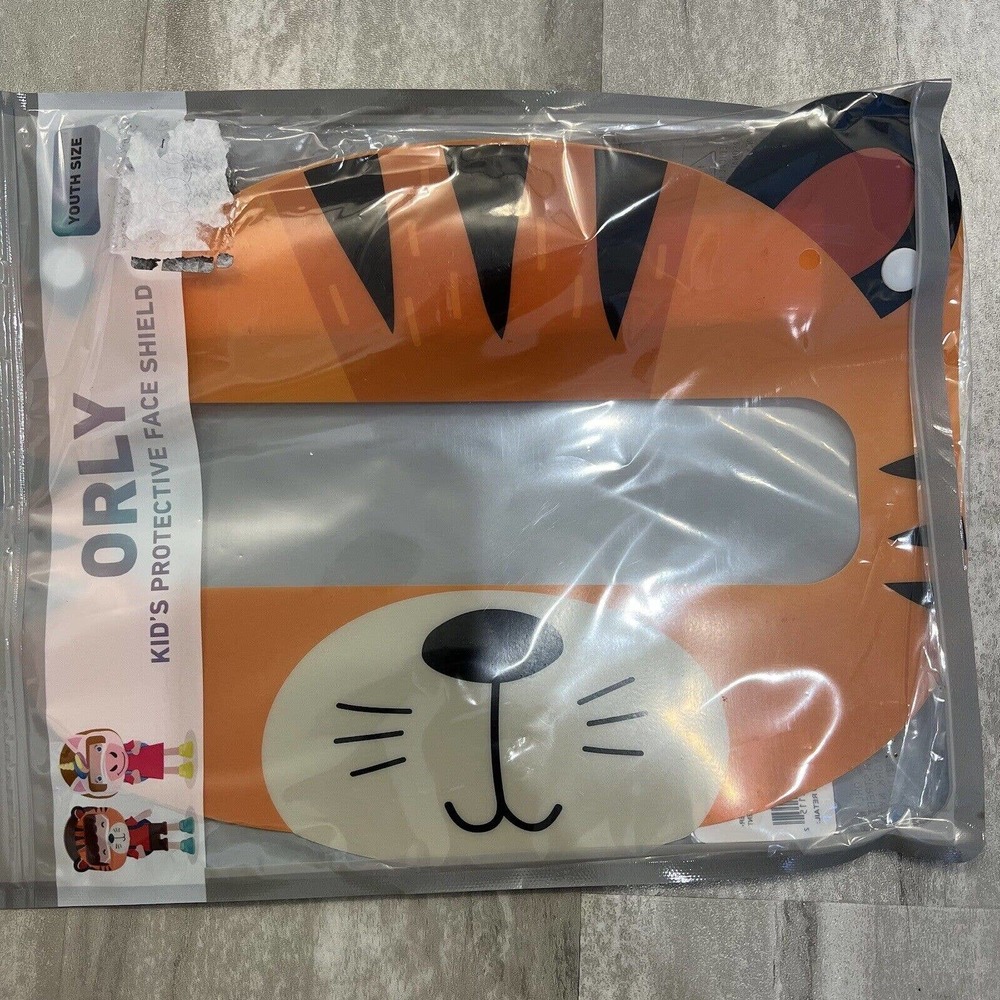 ORLY Kid’s Protective Face Shield, Youth Size, Orange Tiger, New